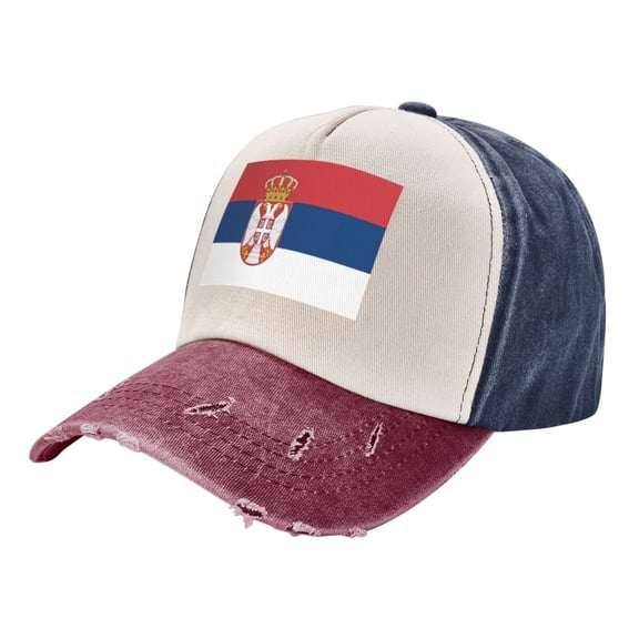 Wave Serbian Flag Distressed Baseball Cap Dad Hats for Men Women Vintage Trucker Hat Low Profile Ball Caps