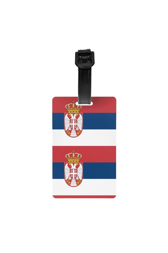 Wave Serbian Flag Pvc Luggage Tag With Name Id Labelfor Women Men