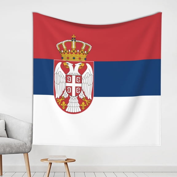 Wave Serbian Flag Tapestries Wall Hanging Tapestry For Bedroom Dorm Decor(59"X59")