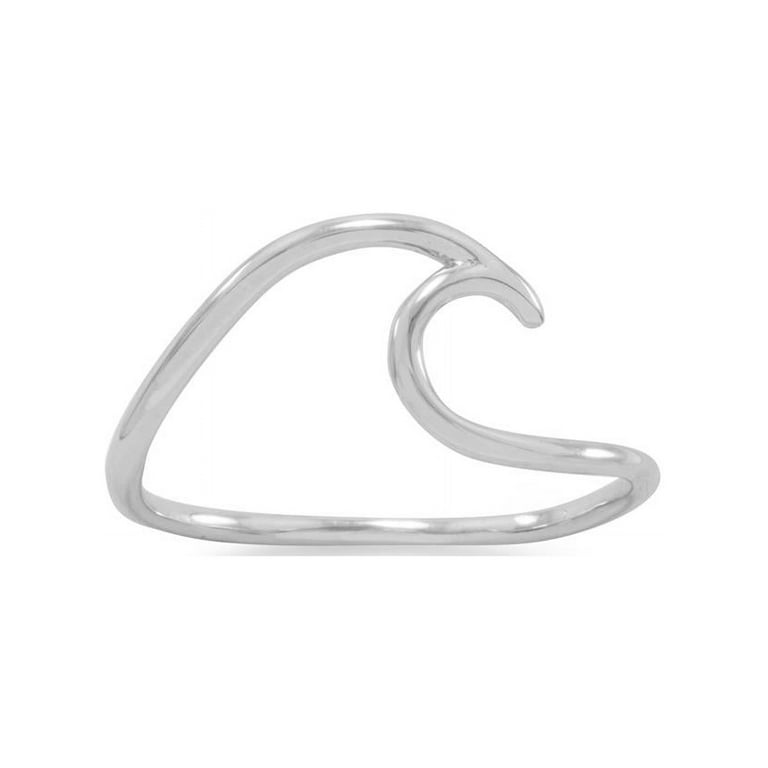 Wave Shape Wire Ring Rhodium on Sterling Silver - Nontarnish Wave Shape Wire Ring Rhodium on Sterling Silver - Nontarnish