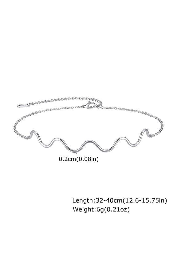 Wave Shaped 304 Stainless Steel Link Chain Necklaces for Women Stainless Steel Color 12.60~15.75 inch(32~40cm) DIY