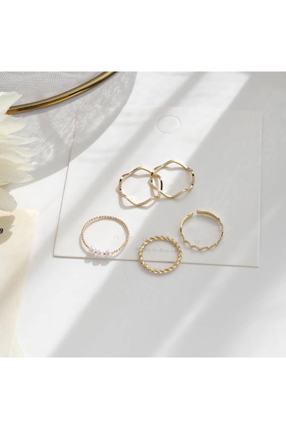 Wave-Shaped Combination Ring Five-Piece Set Of Personalized Ring Is Not Adjustable