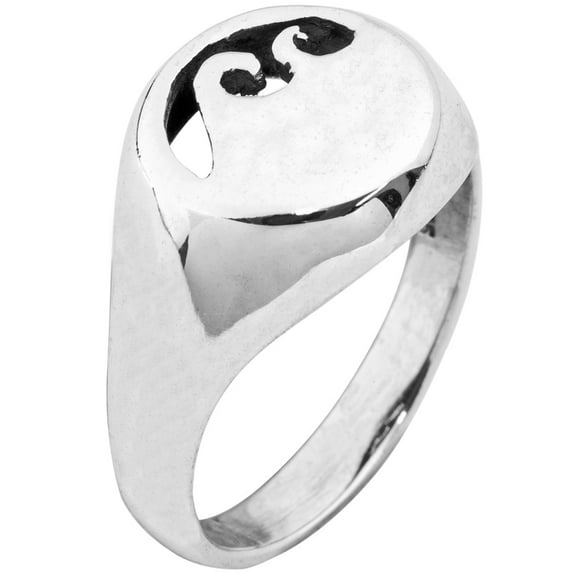 Wave Signet Sterling Silver Ring - 8