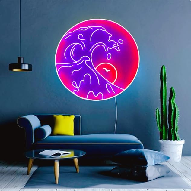 Wave Signs for Wall Decor,Sunset Sunrize Light Sign Room Decor,LED ...