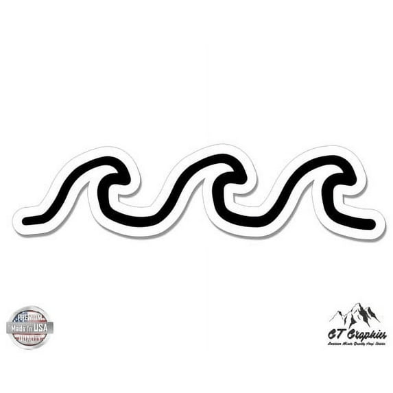Wave Simple Outline - 3" Vinyl Sticker - For Car Laptop I-Pad Phone Helmet Hard Hat - Waterproof Decal