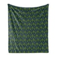 thumbnail image 1 of Wave Soft Flannel Fleece Blanket, Abstract Chevron Zigzag Inspired Geometric Motif Depiction in Vibrant Colors, Cozy Plush for Indoor and Outdoor Use, 50" x 60", Indigo Apple Green, by Ambesonne, 1 of 5