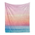 thumbnail image 1 of Wave Soft Flannel Fleece Blanket, Ombre Calming Seaview Calm Water Relaxing Tones Sunset on the Seaside Summertime Art, Cozy Plush for Indoor and Outdoor Use, 50" x 70", Multicolor, by Ambesonne, 1 of 5