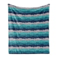 thumbnail image 1 of Wave Soft Flannel Fleece Throw Blanket, Abstract Ornamental Ocean Waves with Lines and Spots in Blue Shades Bohemian Style, Cozy Plush for Indoor and Outdoor Use, 50" x 60", Multicolor, by Ambesonne, 1 of 5