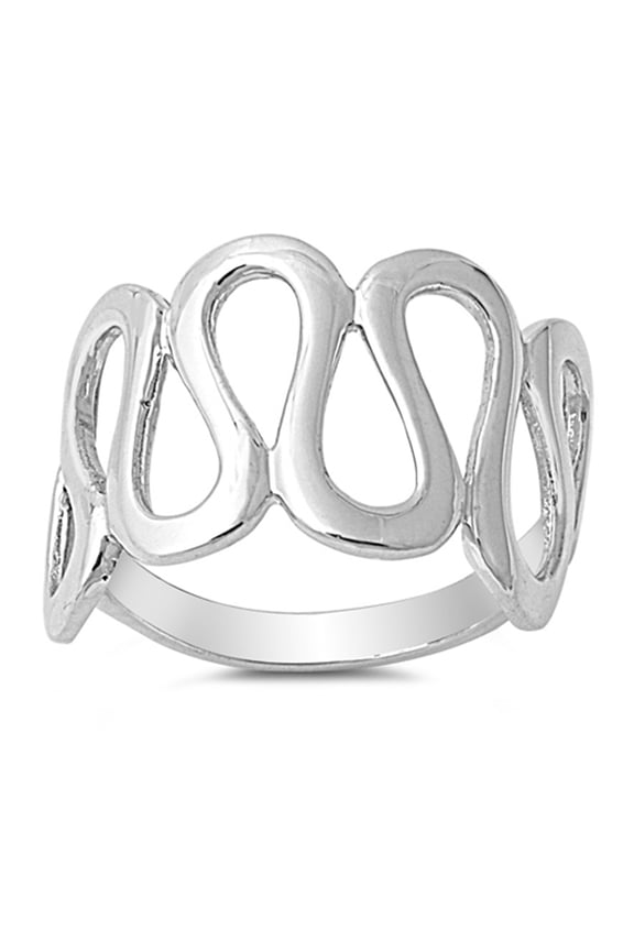 Wave Spiral Loop Criss Cross Ring .925 Sterling Silver Band Jewelry Female Male Unisex Size 12