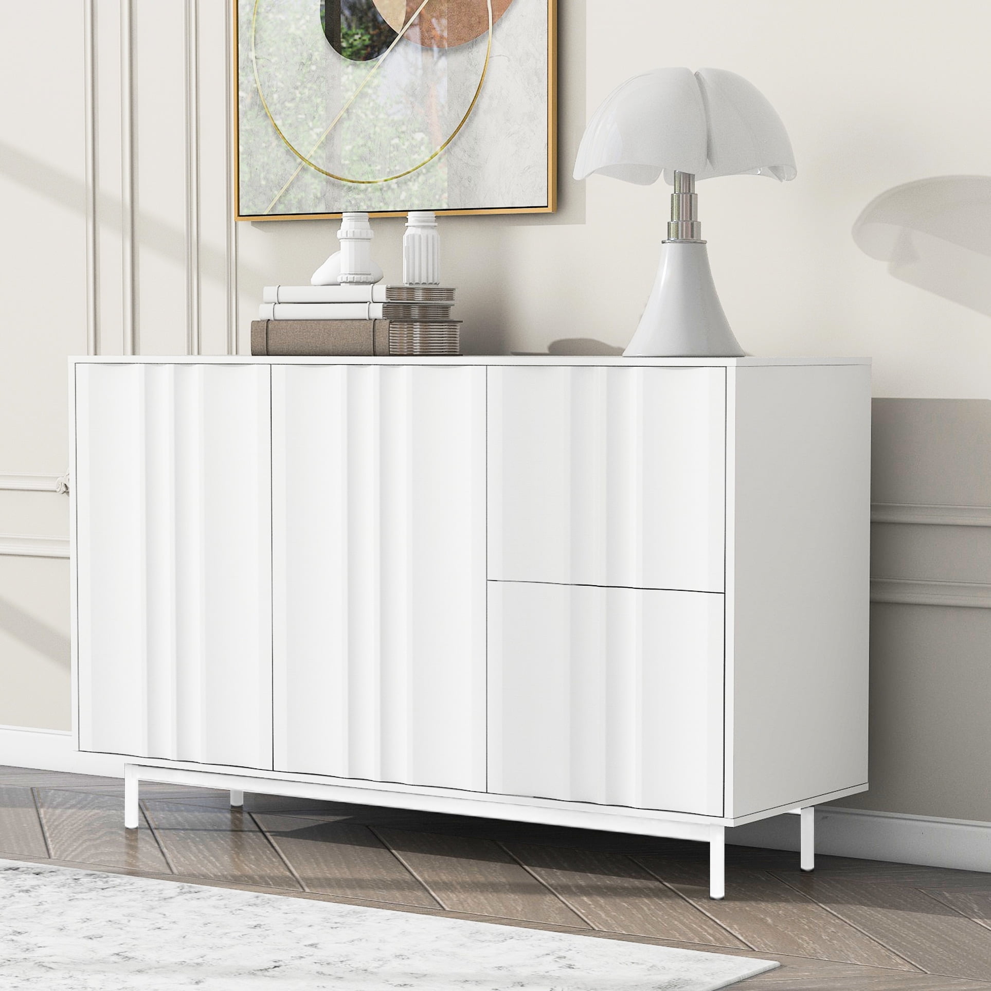 Wave Storage Cabinet With 2 Doors And Drawers - Adjustable For Living ...