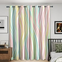 Wave Stripe Curtains, Colorful Line Art Blackout Curtains For Bedroom Living Room Decor, Pastel Window Curtains Grommet Drapes 42"W x 84"L (Pack of 2)