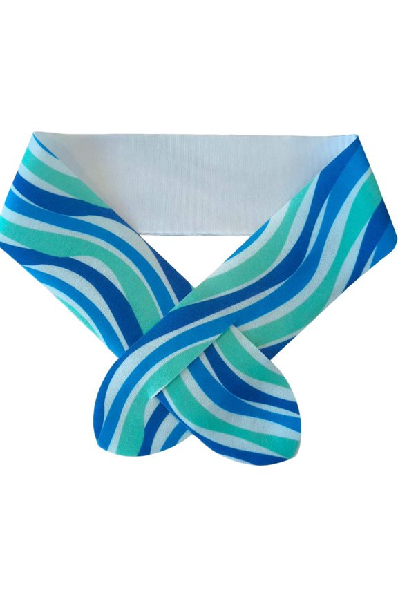 Wave Striped Ice Silk Cooling Neck Gaiter Instant Cold Compress Breathable Sweat Wicking Stretch Sun Protection Scarf for Cycling Hiking Running Outdoor Sports Summer Daily Use(Blue)