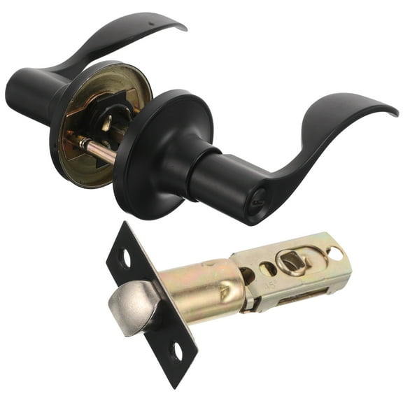 Wave Style Door Handle With Lock And Key For Bedroom Bathroom And Living Room Quiet Operation Three Rod Lock Interior Door Hardware Matte Black