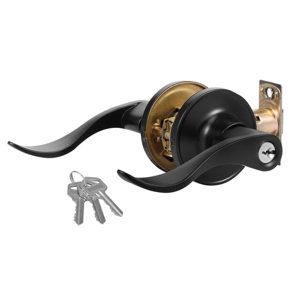 Wave Style Reversible Door Lever Kit Easy to Use Sturdy Matte Black Door Handles Versatile Wave Style Handing Lever for Home