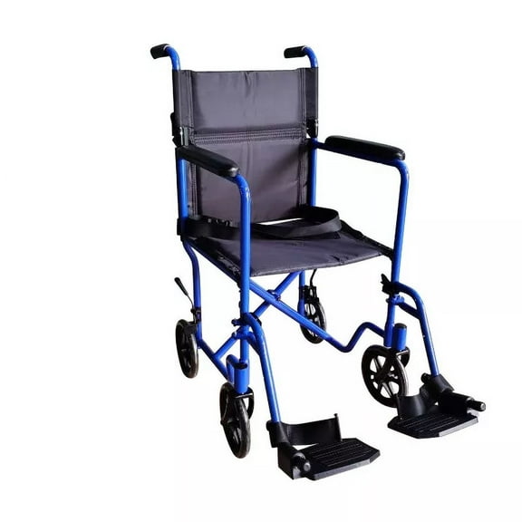 Wave Super Lightweight Blue Aluminum Transport Chair Wheel Chair 19 Lbs