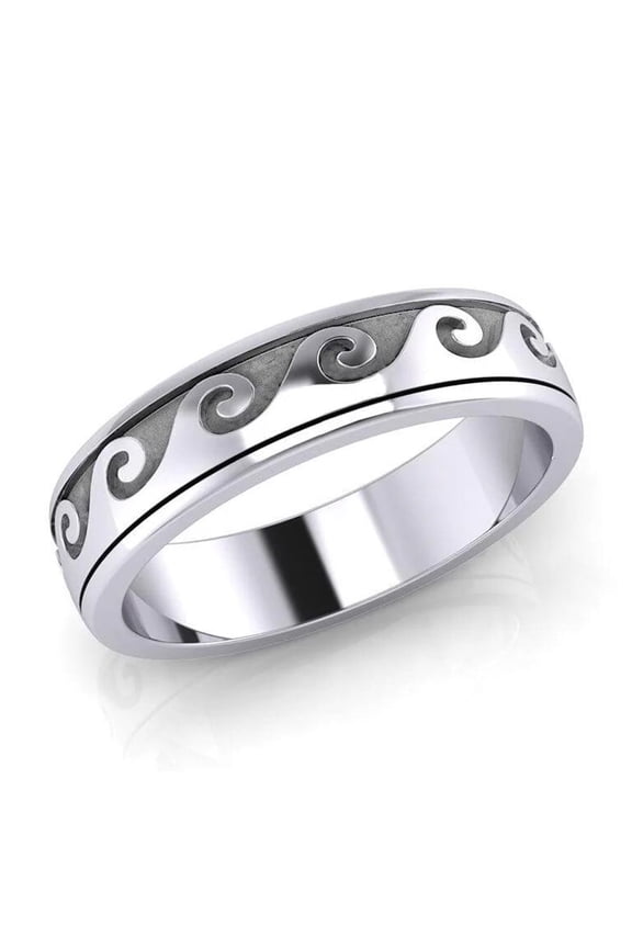Wave Surf Ring Sea Spinner Curl 925 Sterling Silver Fine Beach Surfing Jewelry