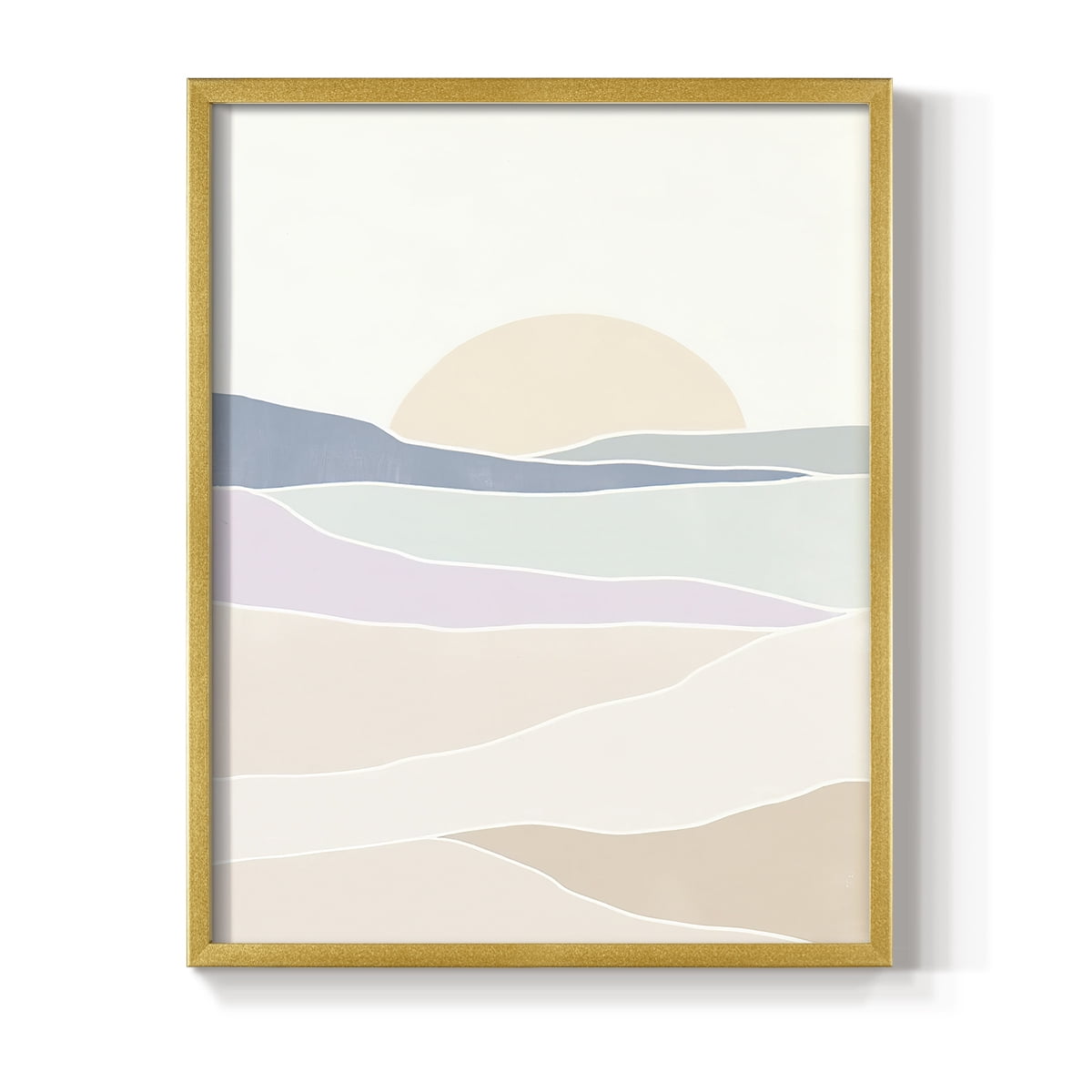 Wave Tableau II Framed Print in Gold Solid Wood 22 x 28 Framed Print
