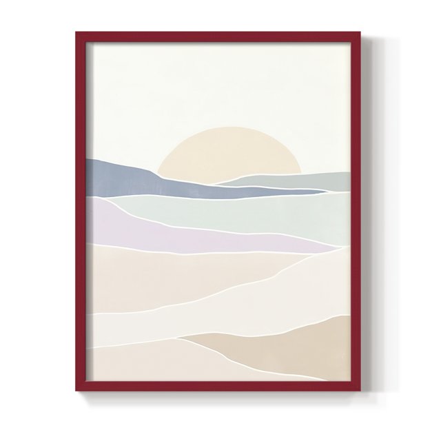 Wave Tableau II Framed Print in Red Solid Wood 8 x 10 Framed Print