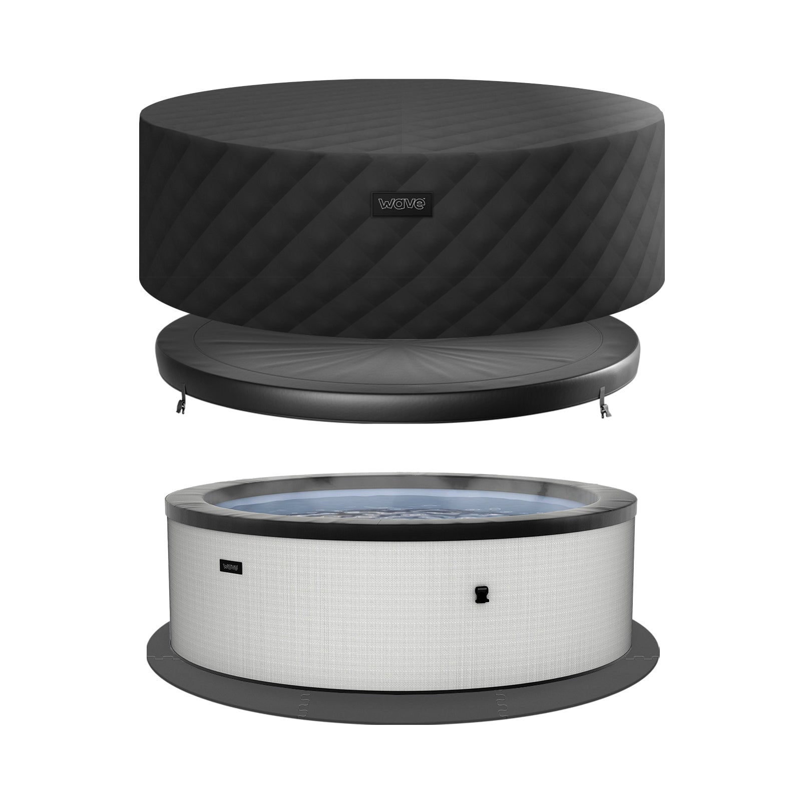 Wave Tahoe 4 Person Eco-Foam Round Hot Tub EnergySave Bundle with 70 Aquajet Massage System | Graphite Gray