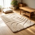 thumbnail image 1 of Wave Textured Soft Floor Mat, 23.6 x 15.8-Inch Polyester Blend Rug for Bathroom, Bedroom and Entryway, Brown, 1 of 7