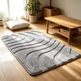 thumbnail image 1 of Wave Textured Soft Floor Mat, 23.6 x 15.8-Inch Polyester Blend Rug for Bathroom, Bedroom and Entryway, Gray, 1 of 7