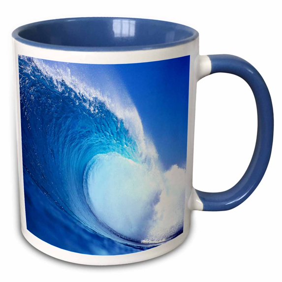 3drose, Wave the Big One, 11oz Two-tone Blue Mug