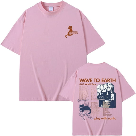 Wave To Earth Merch Cat 0.03 World Tour T Shirt Men Women Korean Fashion Trend T-shirt Men's Cotton Oversized T-shirts Y2k Streetwear