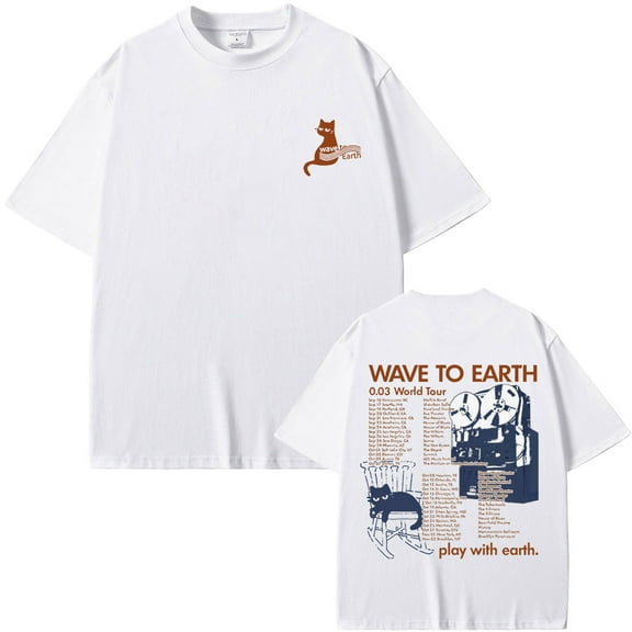 Wave To Earth Merch Cat 0.03 World Tour T Shirt Men Women Korean Fashion Trend T-shirt Men's Cotton Oversized T-shirts Y2k Streetwear