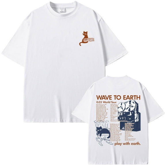 Wave To Earth Merch Cat 0.03 World Tour T Shirt Men Women Korean Fashion Trend T-shirt Men's Cotton Oversized T-shirts Y2k Streetwear
