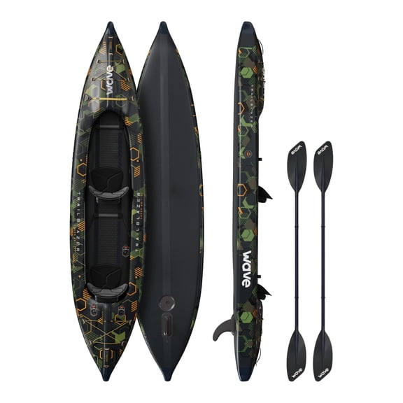 Wave Trailblazer 3.0 Inflatable Kayak | 2-Person Drop-Stitch Touring Kayak | Camo