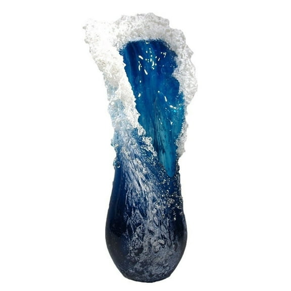 Wave Vase,Charming Resin Vase,Creative Wavy Art Vase, Modern Ocean Blue Vase, Centerpiece Decorative Planter Vase