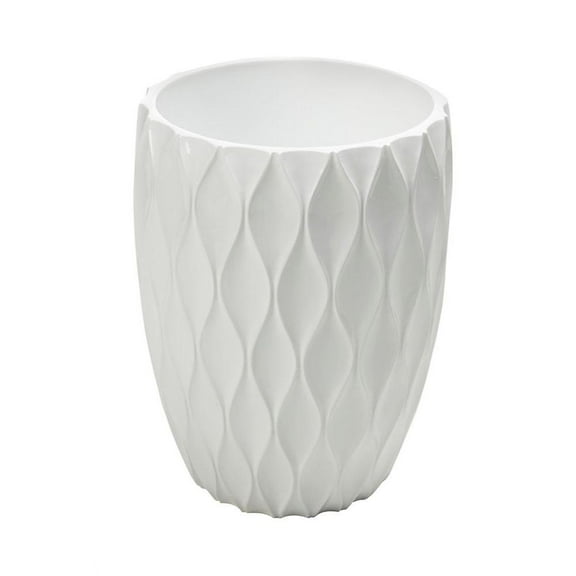 Wave White Wastebasket