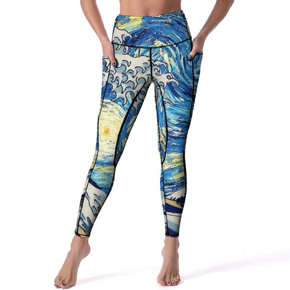 Wave Yoga Pants Lady Abstract Print Leggings Push Up Yoga Legging Stretch Graphic Gym Sports Tights