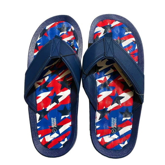 Wave Zone Men's Americana Flip Flop Sandal, Red White Blue Stars, M