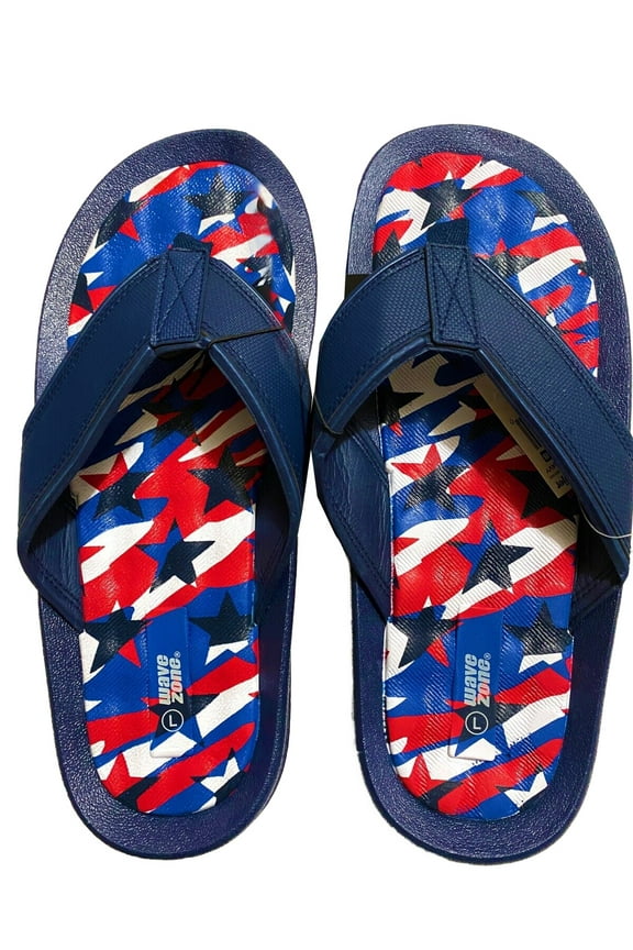 Men's Americana Flip Flop Sandal, Red White Blue Stars, M