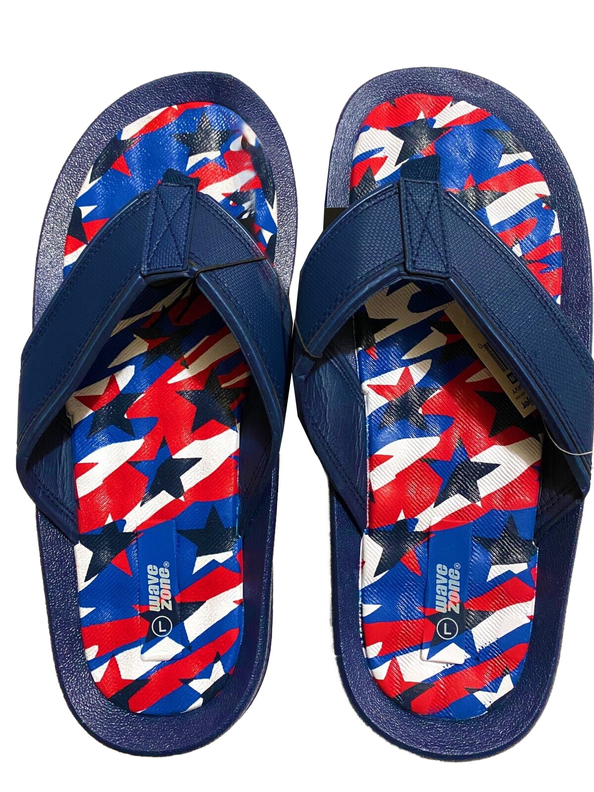 Wave Zone Men's Americana Flip Flop Sandal, Red White Blue Stars, S