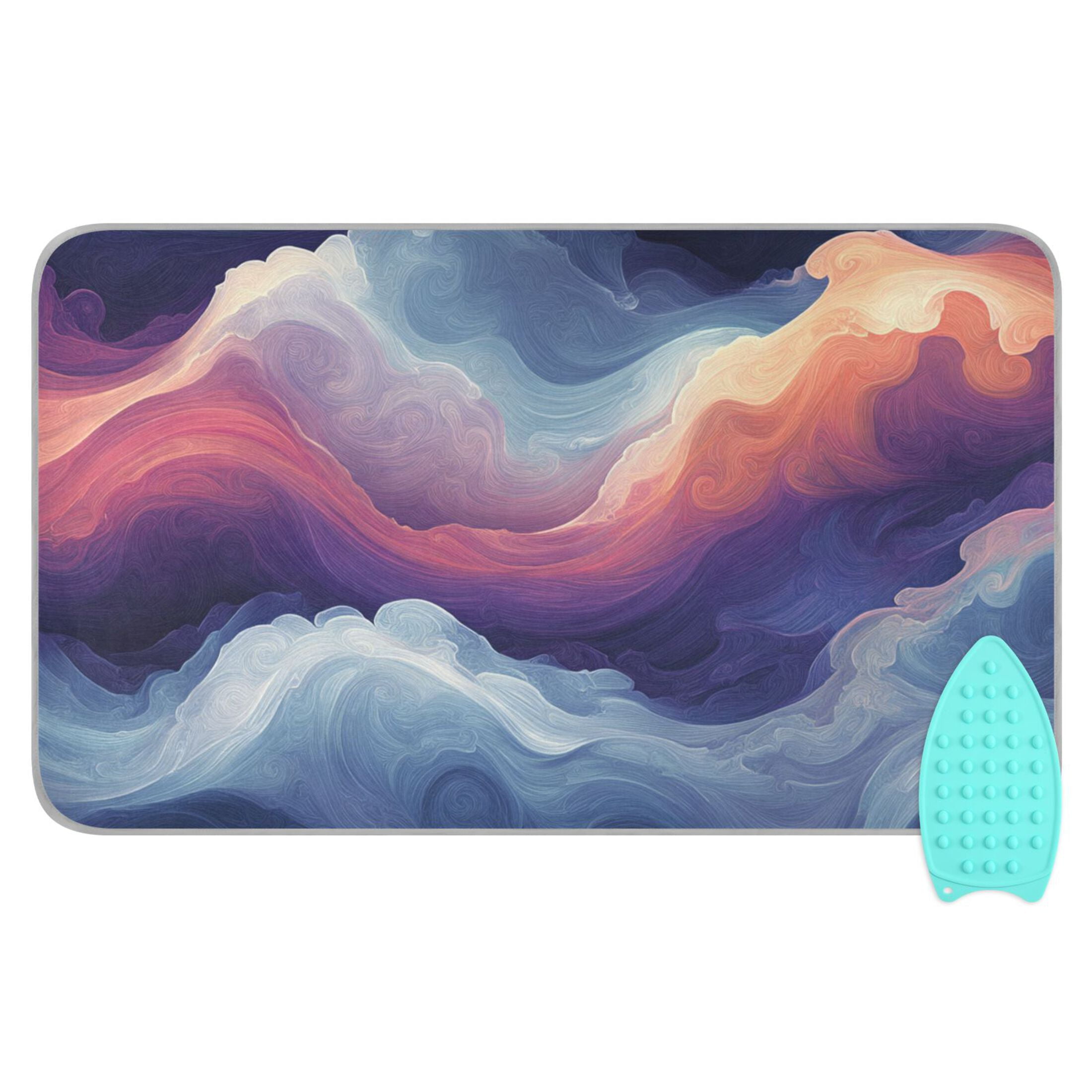 Wave and Cloud Abstraction Ironing Mat Blanket for Table Top Travel Portable Ironing Board Pad 47.2x27.6 Inch