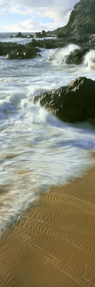 Wave and sand patterns on beach Cerritos Beach Baja California Sur Mexico Canvas Art - Panoramic Images (36 x 12)