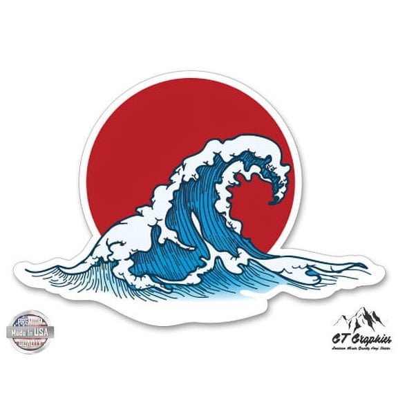 Wave at Sunset - 12" Vinyl Sticker Waterproof Decal
