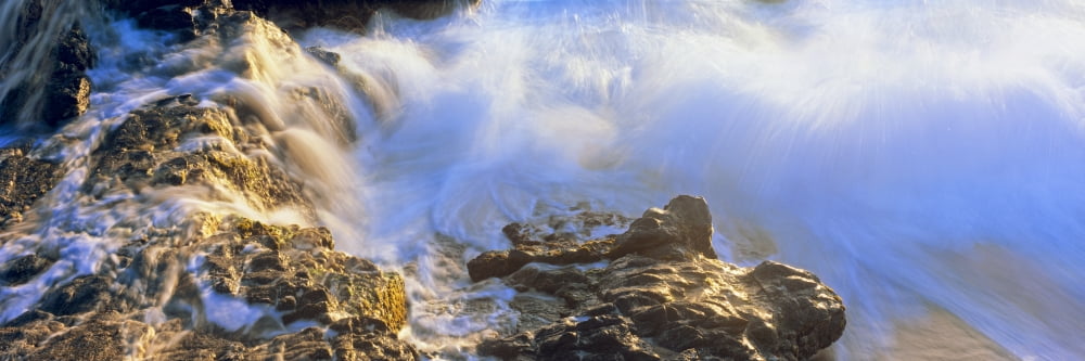 Wave breaking on rocks at Cerritos Beach Todos Santos Baja California Sur Mexico Canvas Art - Panoramic Images (36 x 12)