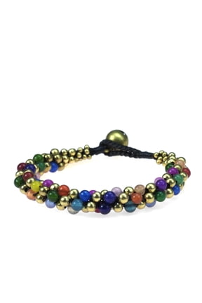 Wave of Colors Multistone natural Weave Handmade Toggle Bracelet for Female Adult Anniversary
