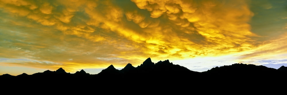 Wave of mammatus clouds at sunset over the Teton Range Grand Teton National Park Wyoming USA Canvas Art - Panoramic Images (36 x 12)