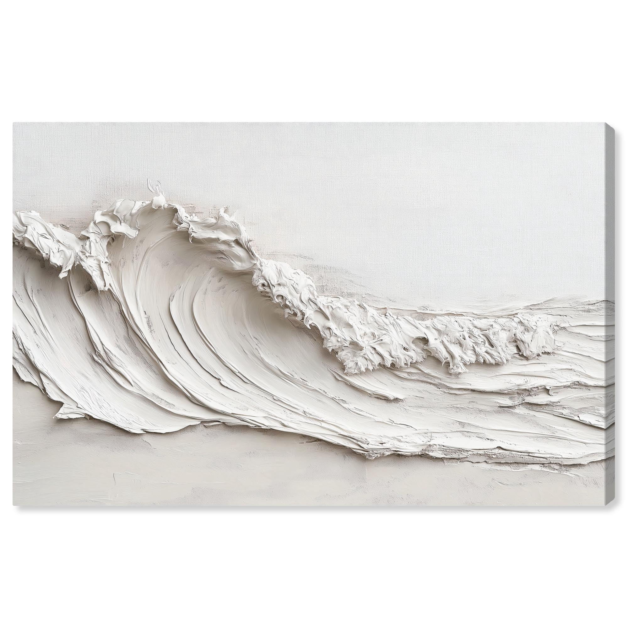 Wave on White Canvas Neutral Boho by Art Remedy, Gallery Wrapped, 54 x 36