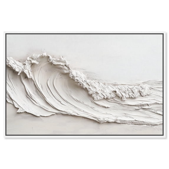 Wave on White Canvas Neutral Boho by Art Remedy, White Frame, 45 x 30