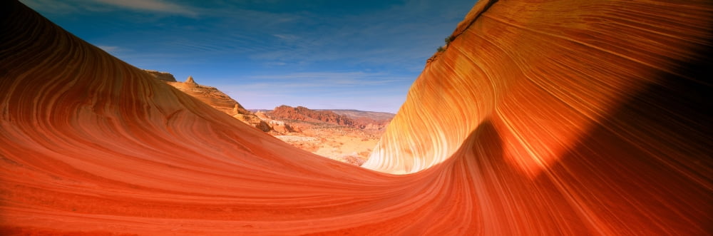 Wave pattern on sandstone rock formations Paria Canyon-Vermilion Cliffs Wilderness ArizonaUtah USA Canvas Art - Panoramic Images (12 x 36)
