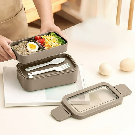 Wave-safe Bento Lunch Box, Insulated Leak-proof Compartment Container, 1350ml Plastic, for Office and Home Use,Vsgery