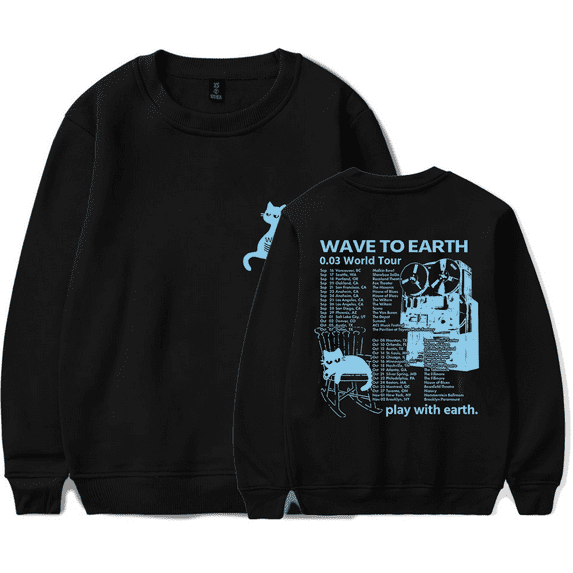 Wave to Earth Merch Sweatshirt Cat 0.03 World Tour Crewneck Men Women Long Sleeve Hoodie Pullover Top