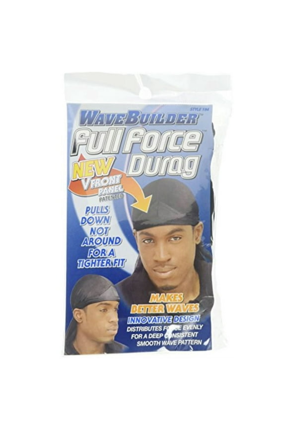 Adjustable Fit High Stitch Count Male Durag Premium Fabric Black