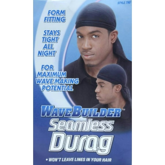 WaveBuilder Seamless Du-Rag Black, 1 ea (Pack of 4)