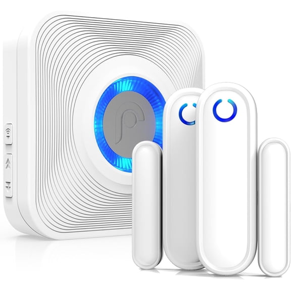 WaveLink Wireless Door Chime with 500 Feet Ran, 58 Tunes, 5 Volume Levels & LED Indicators for Home/Business/Office (1 Receiver + 2 Sensors)